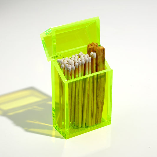Cigarette style acrylic case with white matches and palo santo